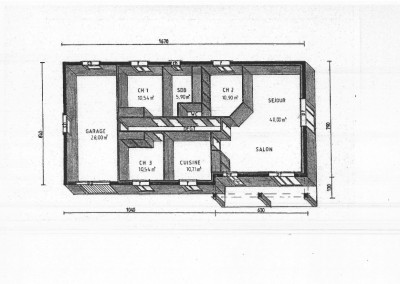 Plan 3D de maison plein-pied 95,50 m²